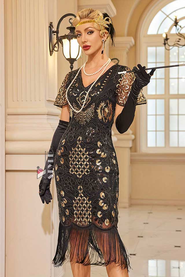 Элегантное платье Gatsby с рукавами-крылышками, 13